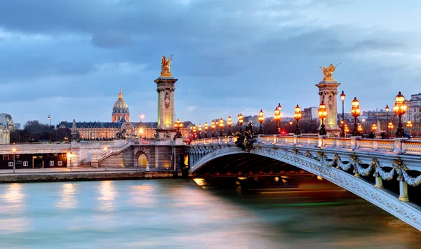 Paris bridge Alexandre 3, III and Seine river — Stock Photo, Image