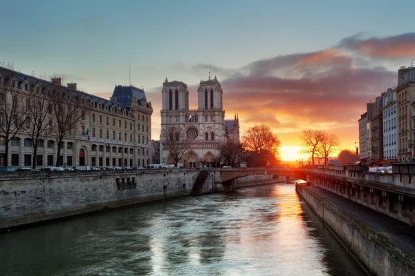 Париж - Нотр-Дам на рассвете, Франция — стоковое фото
