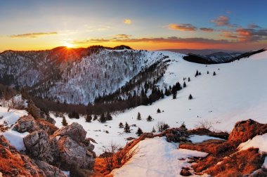 Panorama kış dağ manzarası - Slovakya