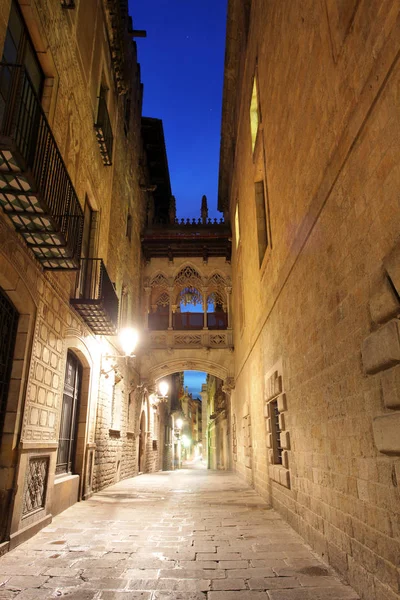 Barcelonské gotické čtvrti, ulice carrer del bisbe — Stock fotografie