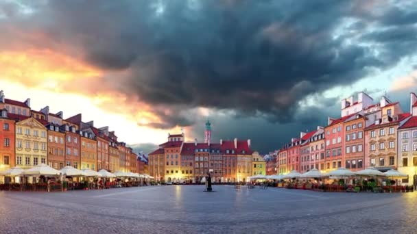 Warschau, oude stadsplein - time-lapse — Stockvideo