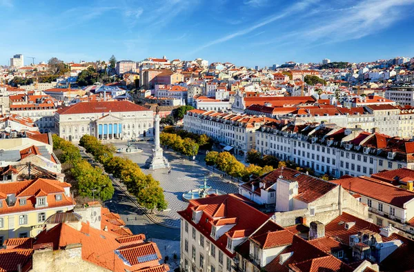 Panorama Lisabonu z Santa Justa Lift, Portugalsko — Stock fotografie