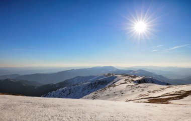 Kışın dağ güneş, Jasna, Slovakya