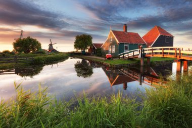 Hollanda yel değirmeni, Zaanse schans - Zaandam, Amsterdam yakınlarında