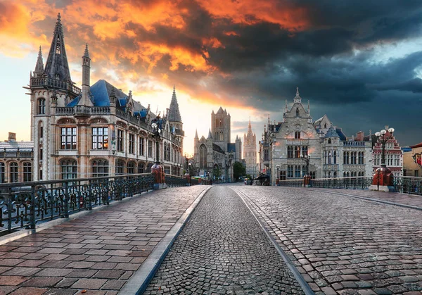 Ghent, Belçika gece, Gent kent