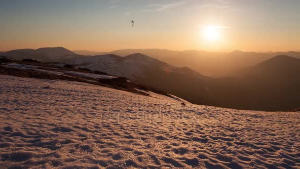 Zimní horské časová prodleva při západu slunce, Nízké Tatry, Slovensko