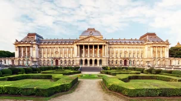 Royal Palace в Брюсселе в летний день, Бельгия — стоковое видео