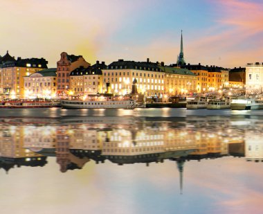 Stockholm, İsveç - Old Town, Gamla Stan Panoraması