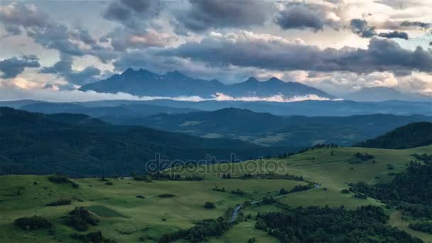 Zaman Atlamalı Yaz Dağ Manzarası Slovakya Tatras — Stok video
