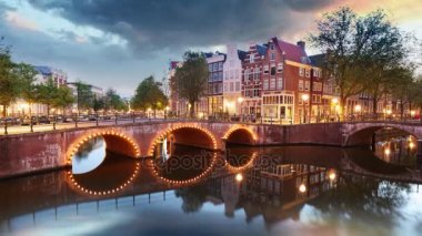 Gün batımı city, Amsterdam, Hollanda zaman atlamalı