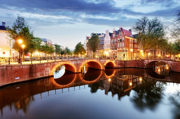 Amsterdam at night, Netherlands — Stock Photo, Image