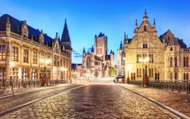 Ghent, Belçika gece, Gent kent