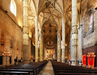 Lisbon, Portekiz - 18 Şubat 2017: Manastır Jeronimos Li
