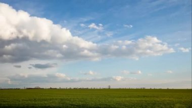 Yeşil bahar alan ile mavi gök - zaman atlamalı