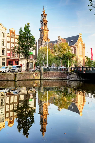 Amsterdam - The Westerkerk church, Netherlands at summer day — Stock Photo, Image