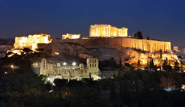 Akropolis - Parthenon von Athen zur Abenddämmerung, Griechenland — Stockfoto