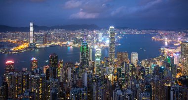 Victoria tepesinden Hong Kong silueti