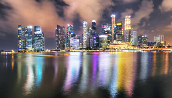Singapore panorama skyline at night, Marina bay