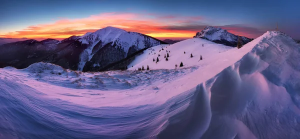 Winter frozen mountain panorama landscape in Slovakia, near Terc — Stock Photo, Image