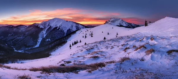 Invierno paisaje de montaña congelado en Eslovaquia, cerca de Terc — Foto de Stock