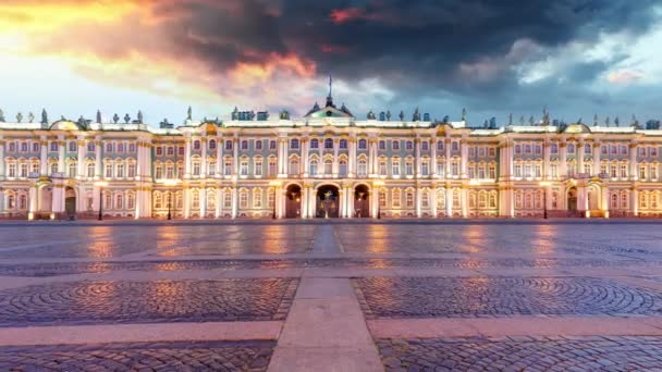 サンクトペテルブルクの時間経過 冬の宮殿 エルミタージュ ロシア — ストック動画