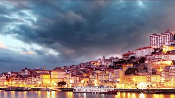 Porto City Λήξη Του Ηλιοβασιλέματος — Αρχείο Βίντεο