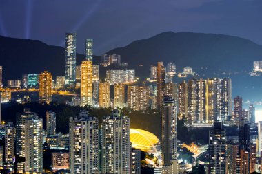 Hong Kong bakış açısı Braemar Tepesi tepesinde gün batımı