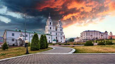Minsk, Beyaz Rusya - Kutsal Ruh Ortodoks Katedrali görüntülendi