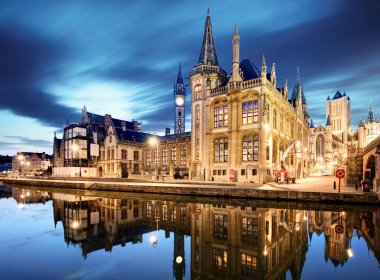 Ghent, Belçika gece, Gent kent