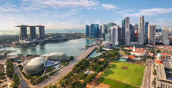 Aerial View Singapore Business District City Twilight Singapore Asia ...
