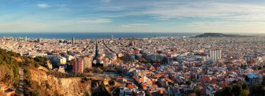 Barselona 'nın panoramik manzarası, İspanya