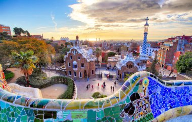 Park Guell, Barcelona at sunrise clipart