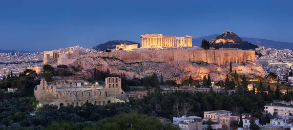 Акрополь Афинский Парфенон Сумерках Греция — стоковое фото