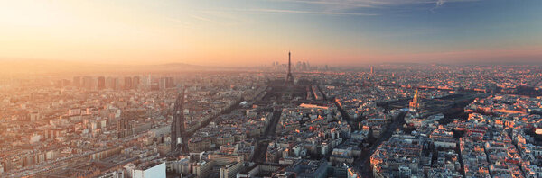 Eiffel tower in Paris at sunset - cityscape