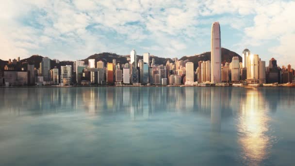 Hongkongs Skyline Von Der Kotau Seite Victoria Harbour Zeitraffer — Stockvideo