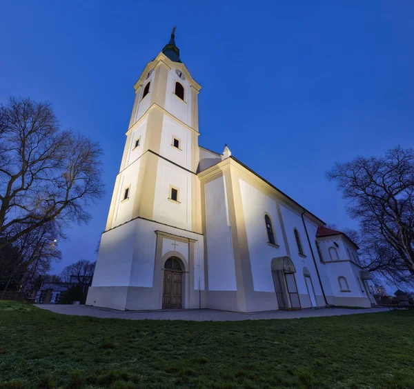 Kostel Městě Senec Slovensko Noci — Stock fotografie