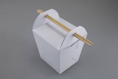 Mok-up kutuları yemek Wok çubuk şeklinde kulplu