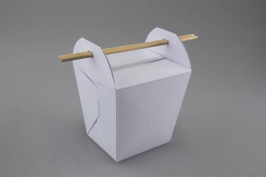 Mok-up kutuları yemek Wok çubuk şeklinde kulplu