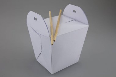 Mok-up kutuları yemek Wok çubuk şeklinde kulplu