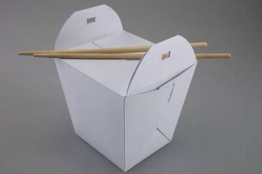 Mok-up kutuları yemek Wok çubuk şeklinde kulplu