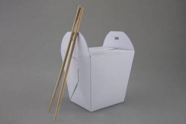 Mok-up kutuları yemek Wok çubuk şeklinde kulplu