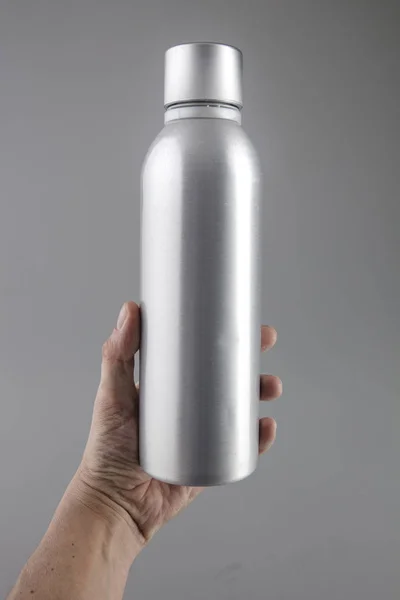 Mockup Aluminum Bottle Beverages — Stock Photo, Image