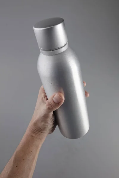 Mockup Aluminum Bottle Beverages — Stock Photo, Image