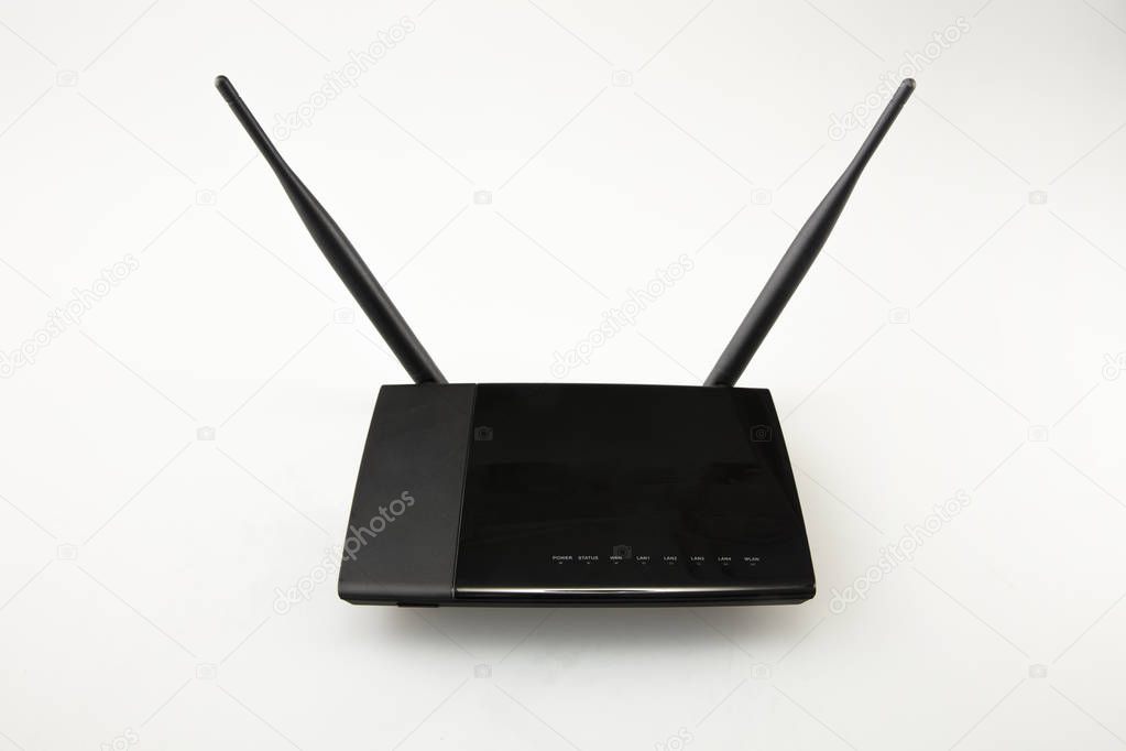 Black router with two antennas