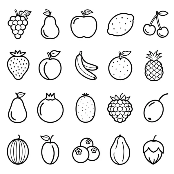 Fruits Vector Line Icons Set Содержит Такие Иконки Клубника Апельсин Векторная Графика