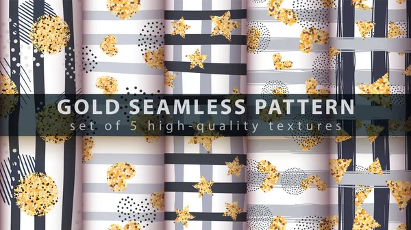 Gold princess glitter seamless pattern. — 스톡 벡터