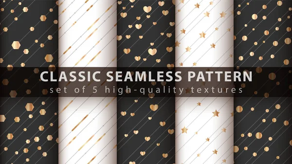 Classic seamless pattern - set five items — 스톡 벡터