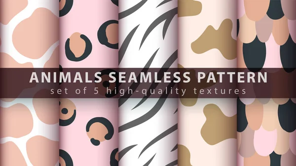 Animals seamless pattern set five items — 스톡 벡터