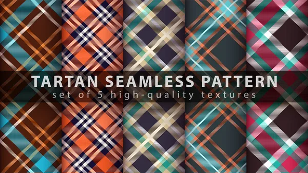 Set klassieke tartan naadloos patroon — Stockvector