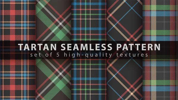 Set klassieke tartan naadloos patroon. — Stockvector